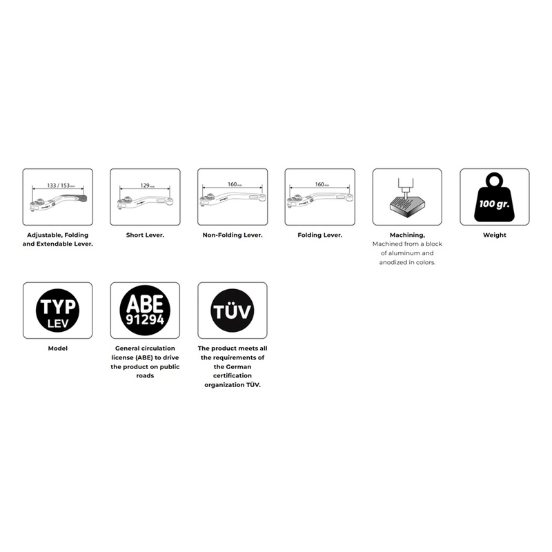 Clutch lever without adapter PUIG 4.0 extendable folding fekete/piros