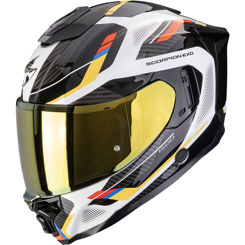 Scorpion EXO-1500 Air Sleek zárt motoros bukósisak fehér-kék-sárga