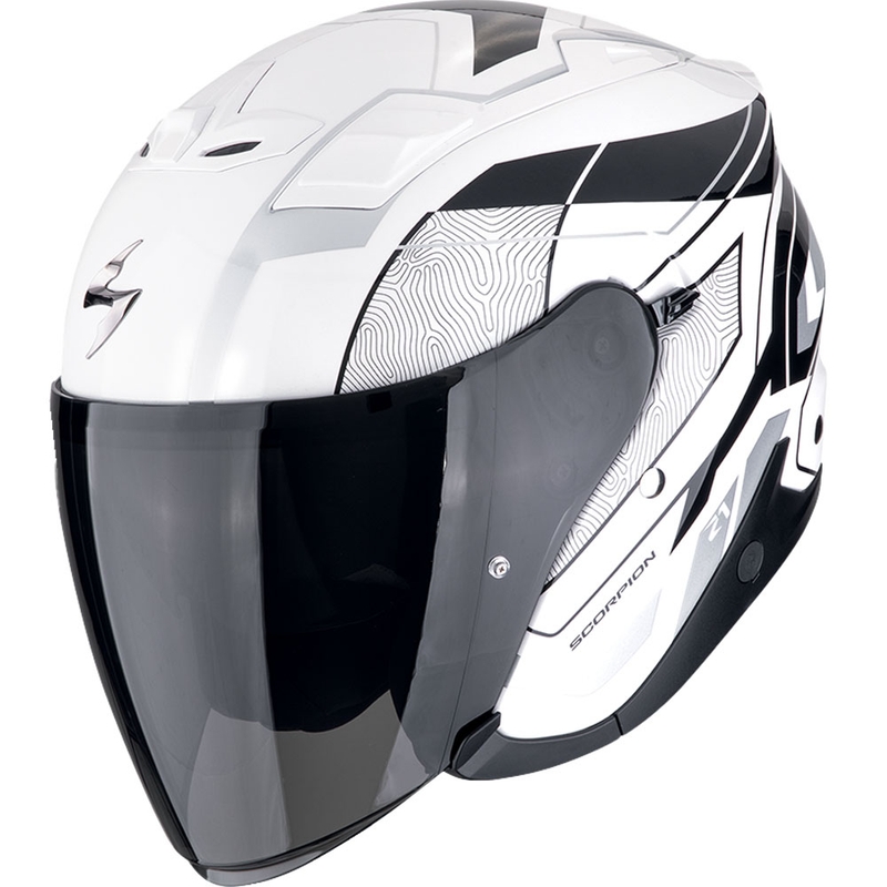 Scorpion EXO-Z1 VUE nyitott bukósisak fehér-fekete-ezüst