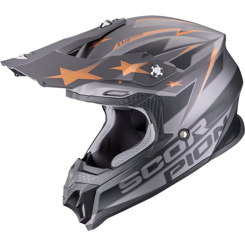 Scorpion VX-16 EVO Air Patriot motokrossz bukósisak ezüst-fekete-réz