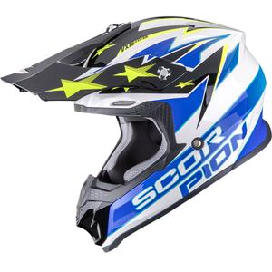 Motokrosová helma Scorpion VX-16 EVO Air Patriot bílo-modro-žlutá