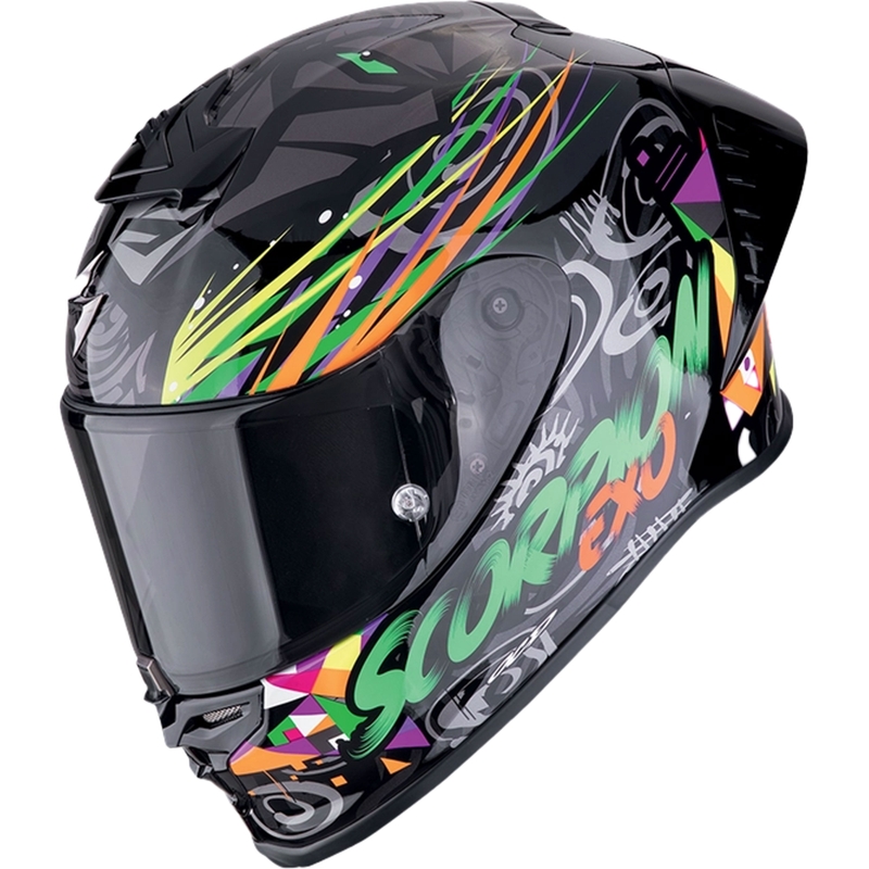 Scorpion EXO-R1 EVO II AIR SAVAGE zárt motoros bukósisak fekete-zöld-narancssárga