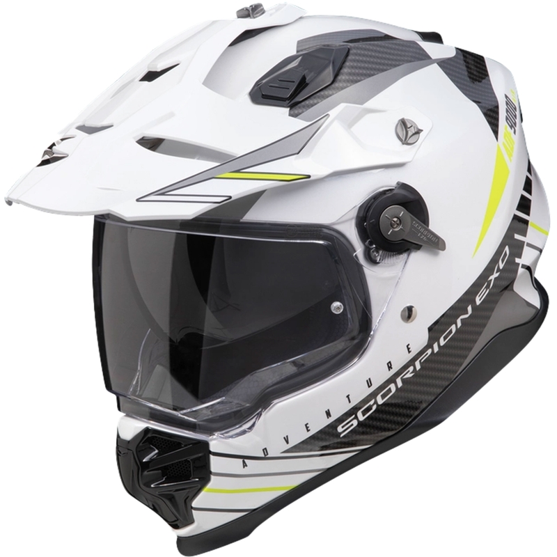 Enduro sisak Scorpion ADF-9000 Air Feat fehér-fekete-fluor sárga kiárusítás