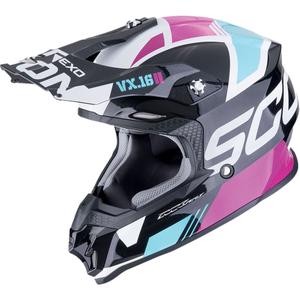 Scorpion VX-16 EVO AIR ANALOG motokrossz bukósisak metál fekete-kék-rózsaszín