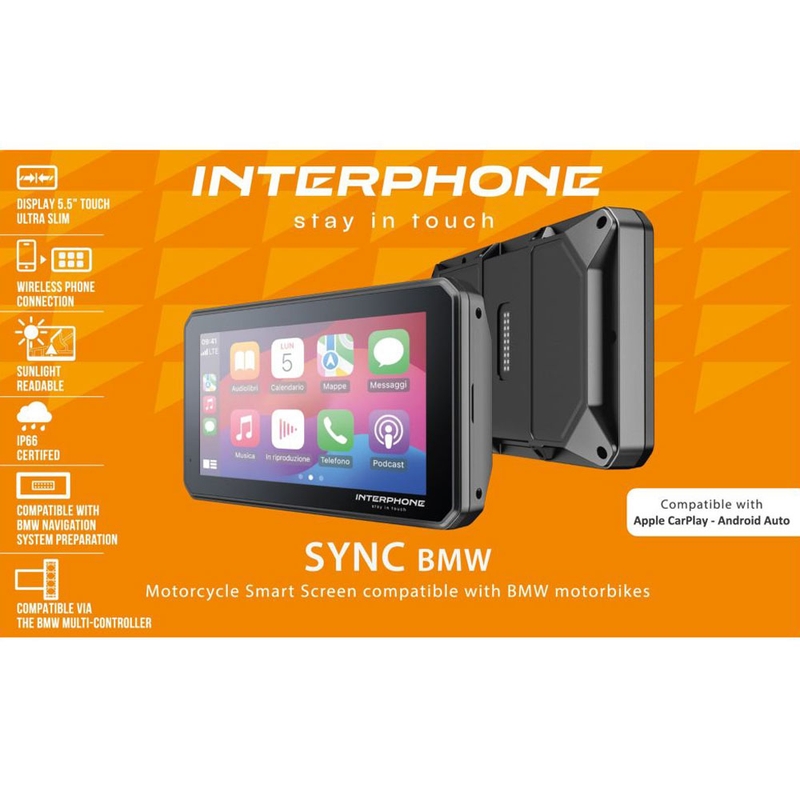 Interphone BMW Apple CarPlay és Android Auto motorkerékpár kijelző
