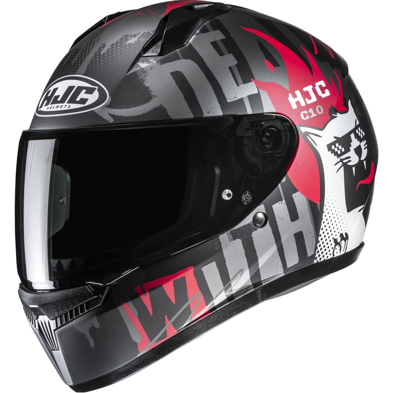 HJC C10 Fop MC1SF gyerek zárt motoros bukósisak fekete-szürke-piros