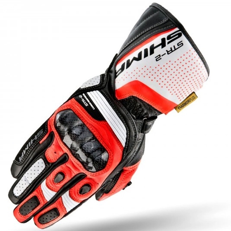 Shima STR-2 motoros kesztyű fekete-fehér-fluo piros