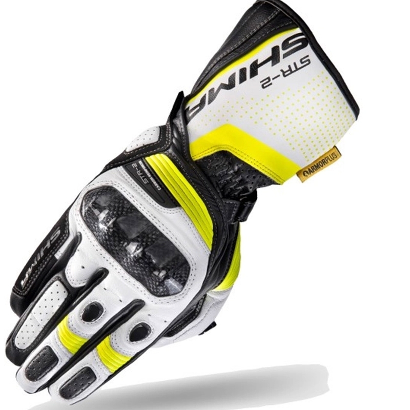 Shima STR-2 motoros kesztyű fekete-fehér-fluo sárga