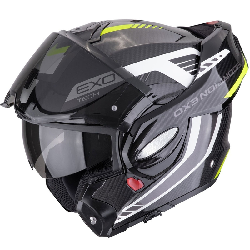 Scorpion EXO-TECH EVO CARBON COSY hátrahajtható állú bukósisak fekete-fluo sárga