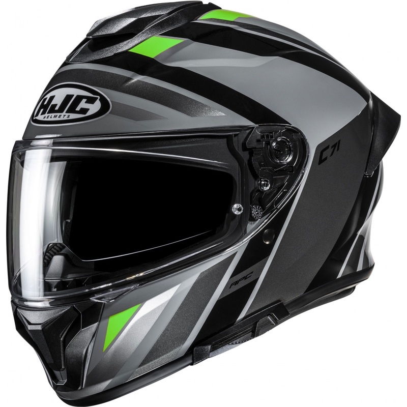 HJC C71 Faber MC4 zárt motoros bukósisak fekete-szürke-fluo zöld