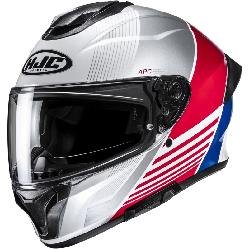 HJC C71 Morix MC21 zárt motoros bukósisak fehér-piros-kék