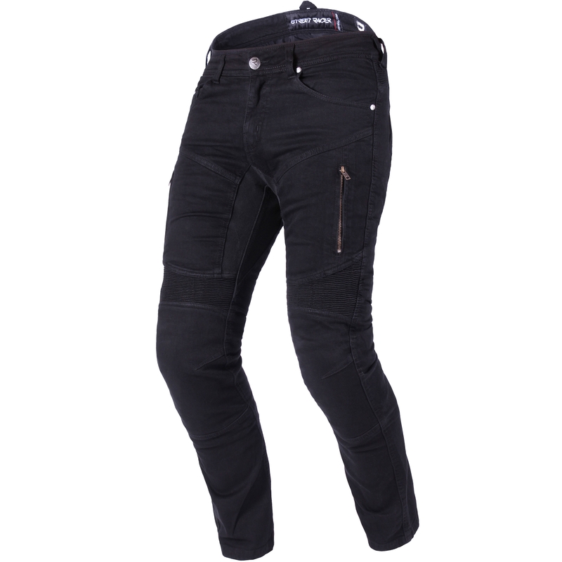 Street Racer Stretch II CE hosszabbított motoros farmernadrág fekete
