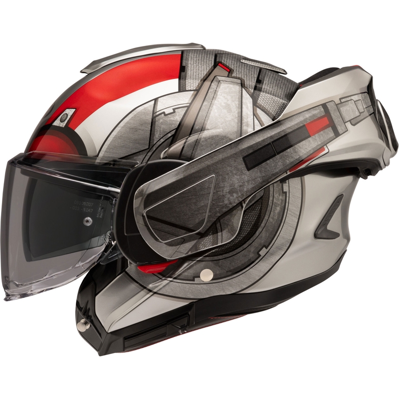 HJC F100 Ant-Man Marvel MC1 hátrahajtható állú motoros bukósisak szürke-piros