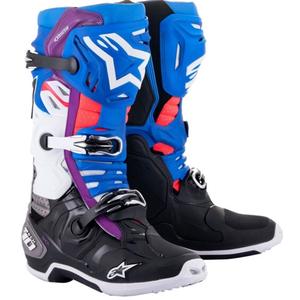 Alpinestars Tech 10 Supervented perforált motoros csizma kék-lila-rózsaszín-fehér-szürke-fekete