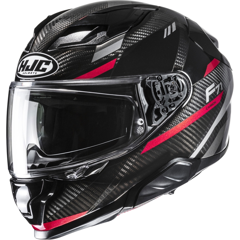 HJC F71 CARBON Esira MC1 zárt motoros bukósisak fekete-piros