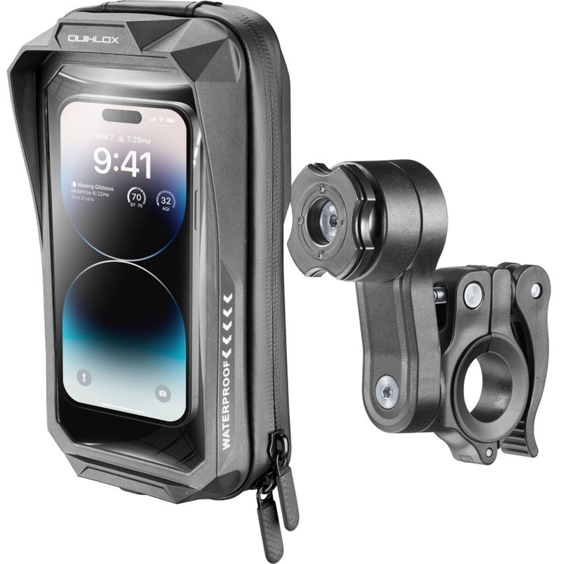Interphone QUIKLOX Waterproof, max. 7" univerzális vízálló mobiltelefon tok kormányrögzítővel