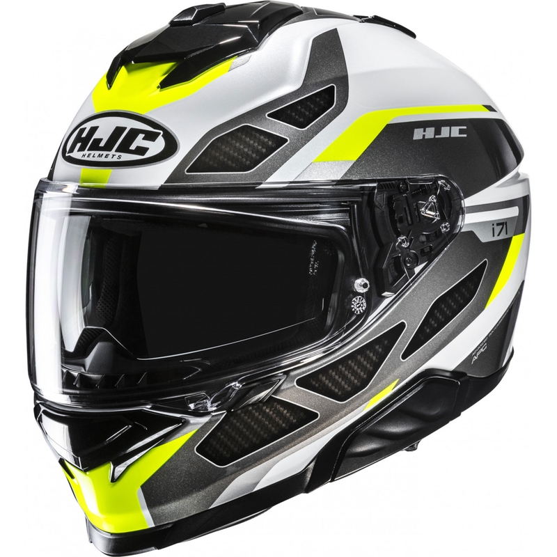 HJC i71 Zest MC3H zárt motoros bukósisak fekete-fehér-fluo sárga