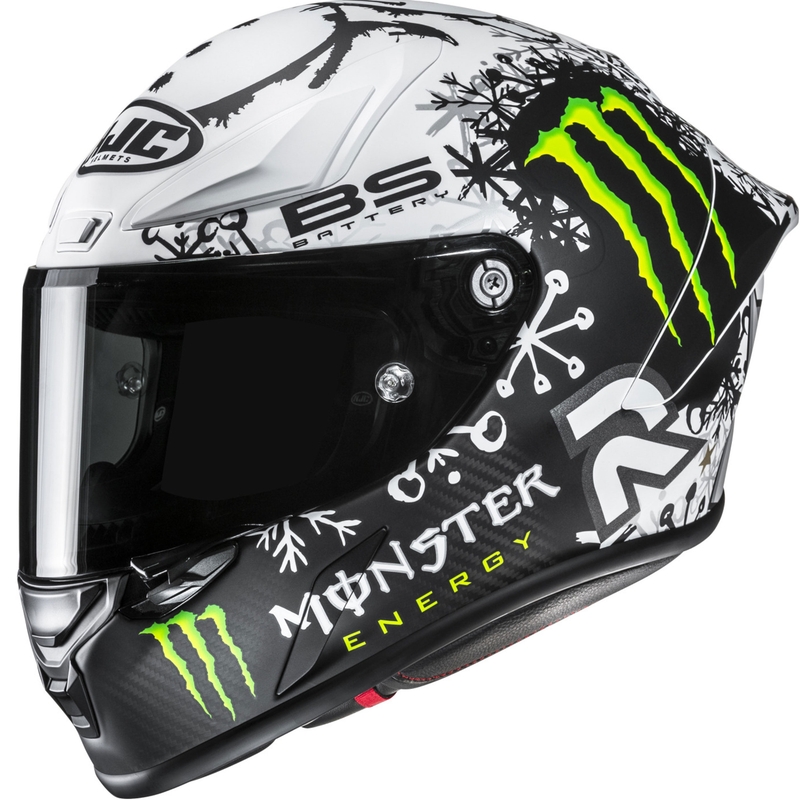 HJC RPHA 1 V2 CARBON Snow Diablo MC10SF zárt motoros bukósisak fekete–fehér