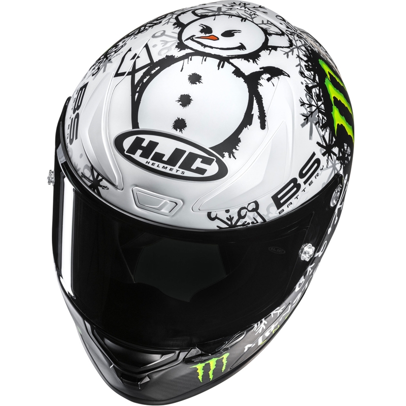 HJC RPHA 1 V2 CARBON Snow Diablo MC10SF zárt motoros bukósisak fekete–fehér