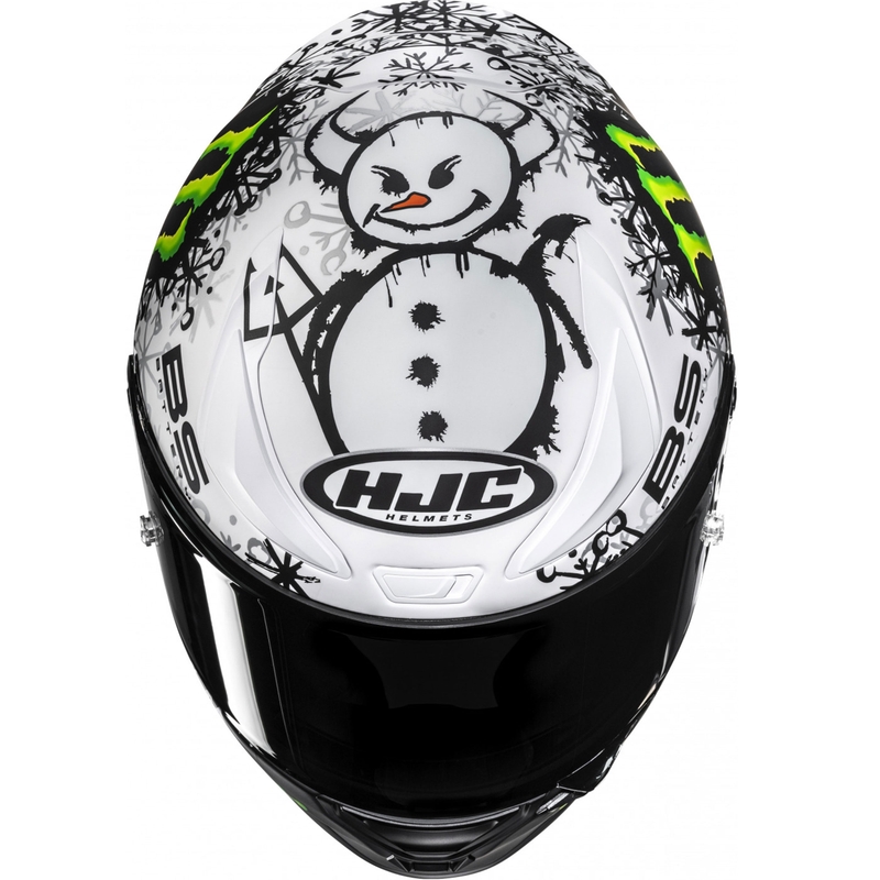 HJC RPHA 1 V2 CARBON Snow Diablo MC10SF zárt motoros bukósisak fekete–fehér