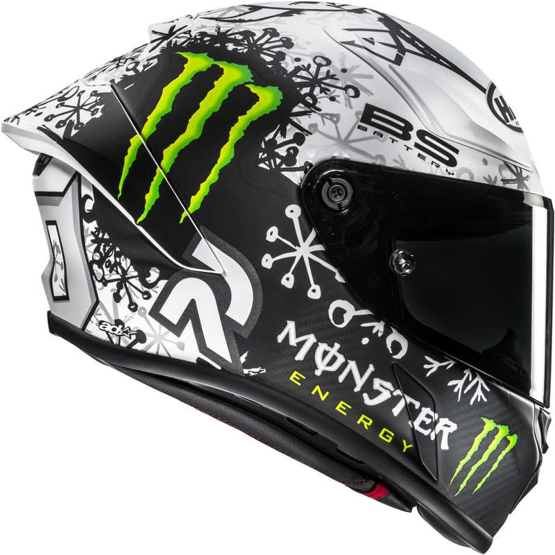 HJC RPHA 1 V2 CARBON Snow Diablo MC10SF zárt motoros bukósisak fekete–fehér