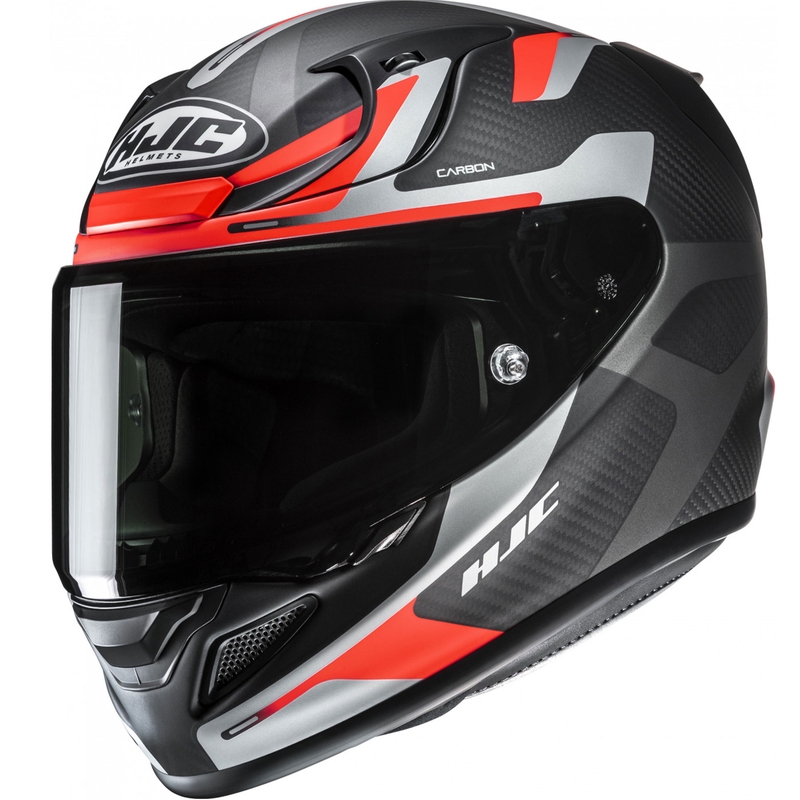 HJC RPHA 12 CARBON Xentra MC6HSF zárt motoros bukósisak fekete–szürke–piros