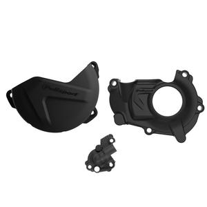 Clutch and ignition cover protector kit POLISPORT 90947 fekete