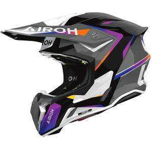 Motokrosová helma Airoh Twist 3 Hustle lesklá šedo-fialová
