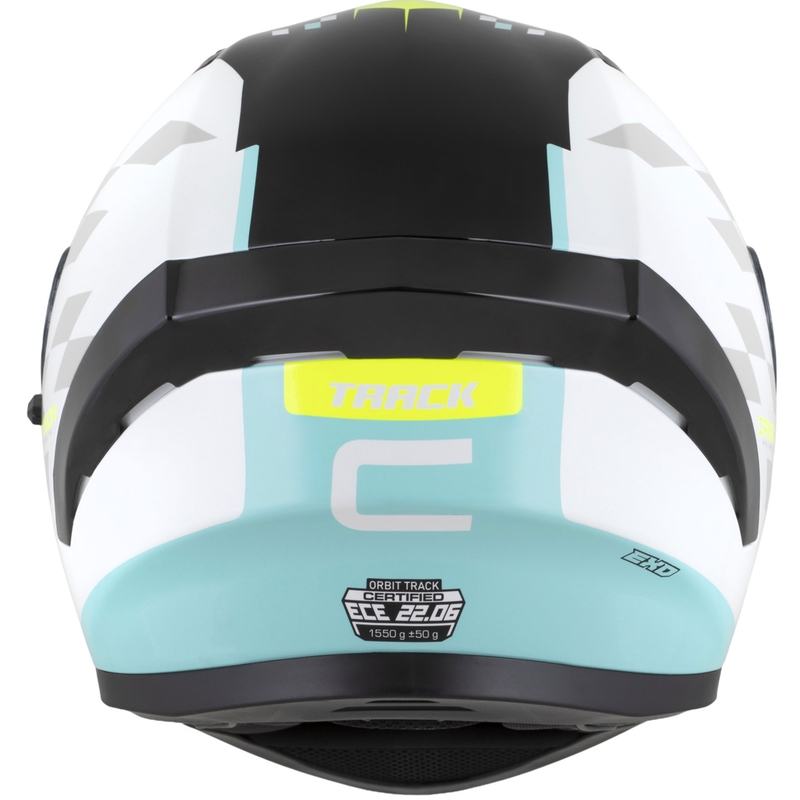 Cassida Orbit Track zárt motoros bukósisak fehér-fluo sárga-türkizkék-fekete