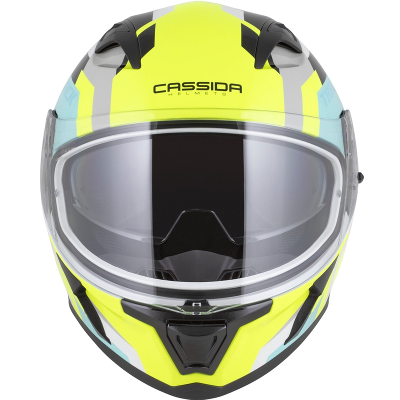 Cassida Orbit Track zárt motoros bukósisak fehér-fluo sárga-türkizkék-fekete