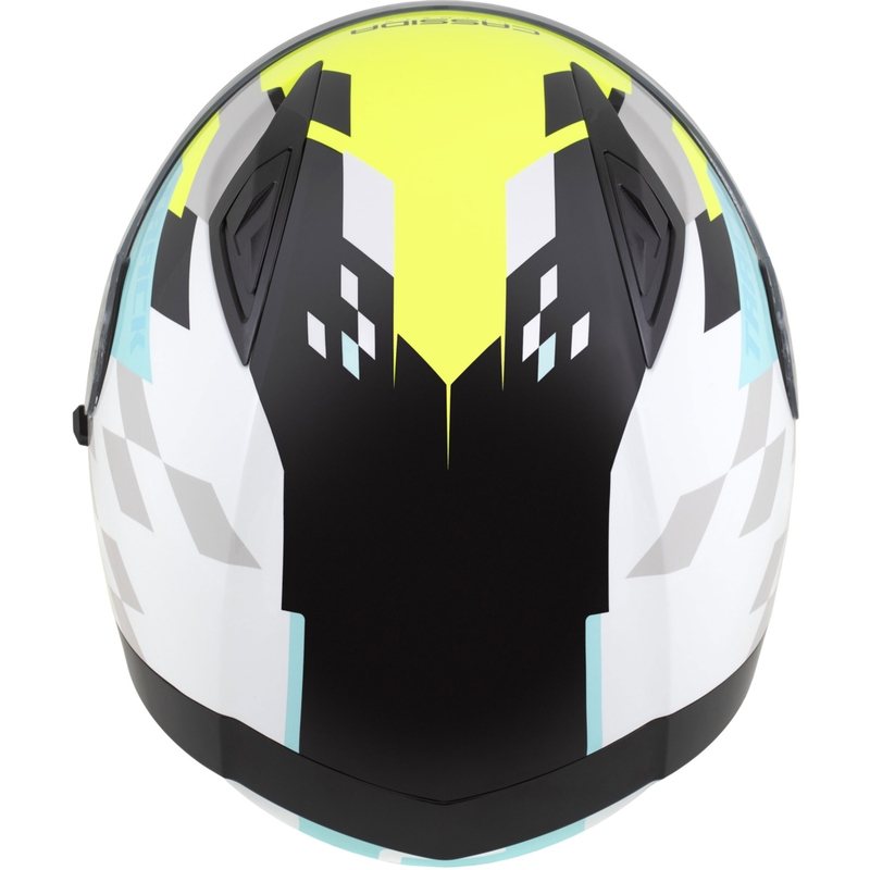 Cassida Orbit Track zárt motoros bukósisak fehér-fluo sárga-türkizkék-fekete