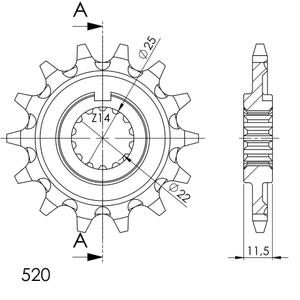 Első lánckerék SUPERSPROX STEALTH CST-192:14.1 14 fogak,520