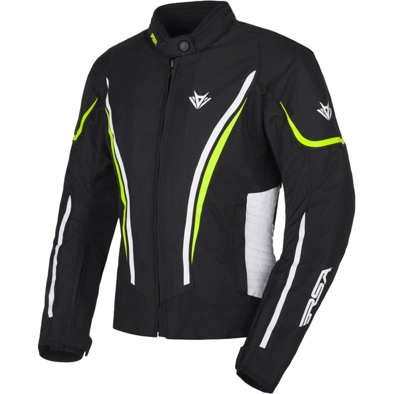 RSA Wasp női motoros kabát fekete-fehér-fluo sárga