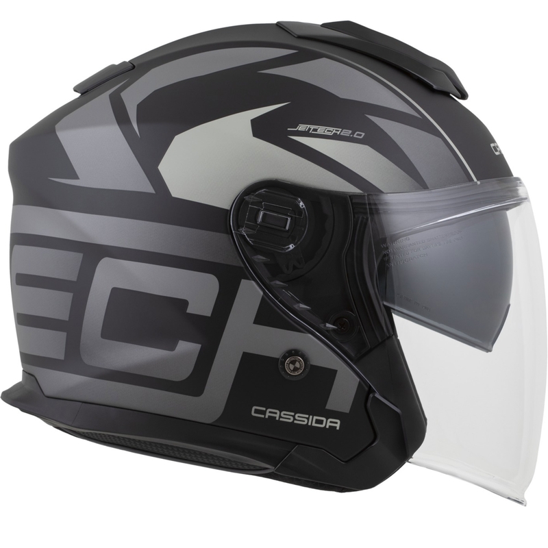 Cassida Jet Tech 2.0 RoTo nyitott motoros bukósisak matt fekete-szürke-fehér