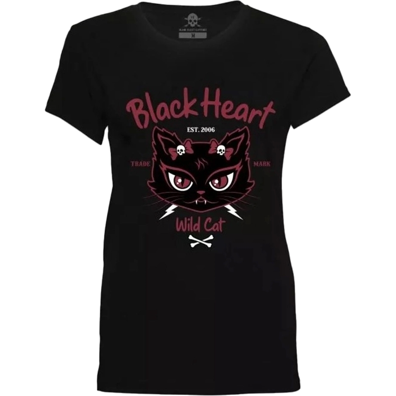 Női póló Black Heart Wild Cat fekete