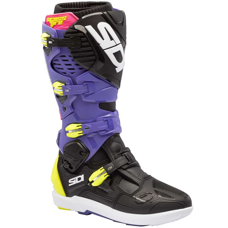 SiDi Crossfire 3 SRS motoros csizma lila-fekete-fluo sárga