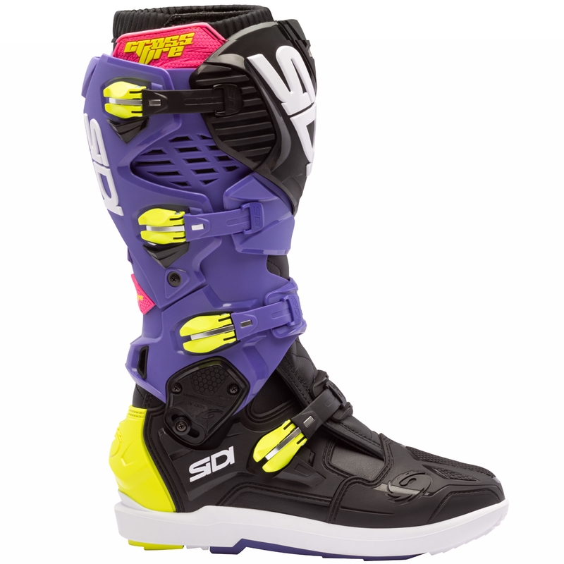 SiDi Crossfire 3 SRS motoros csizma lila-fekete-fluo sárga