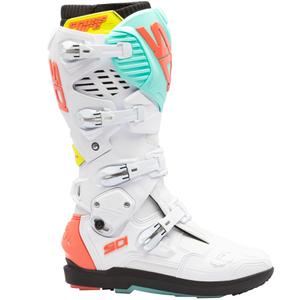 Boty na motorku SiDi Crossfire 3 SRS bílo-fluo mintovo-fluo korálové
