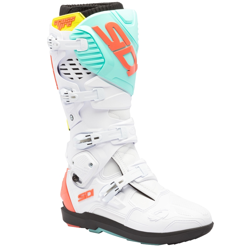 SiDi Crossfire 3 SRS motoros csizma fehér–fluo menta–fluo korall