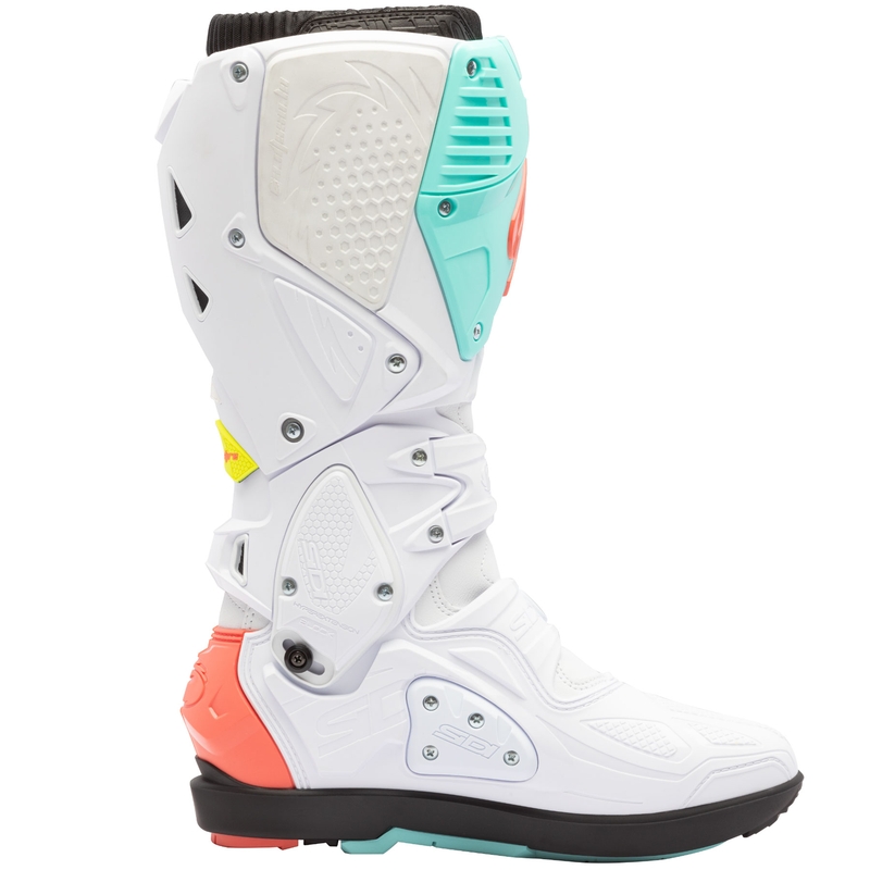 SiDi Crossfire 3 SRS motoros csizma fehér–fluo menta–fluo korall