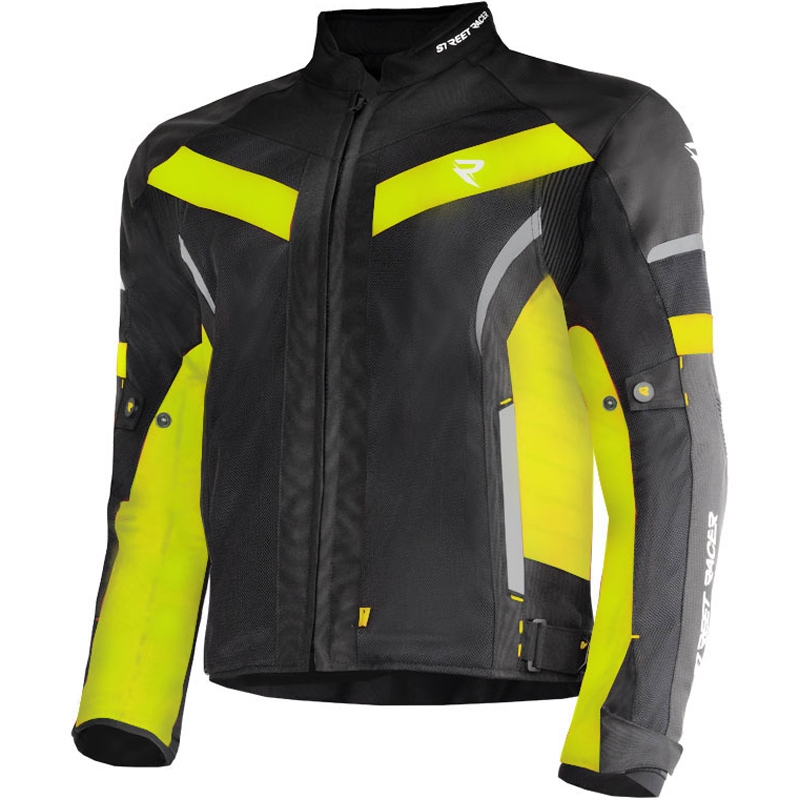 Street Racer Evans Air motoros kabát fekete-fluo sárga