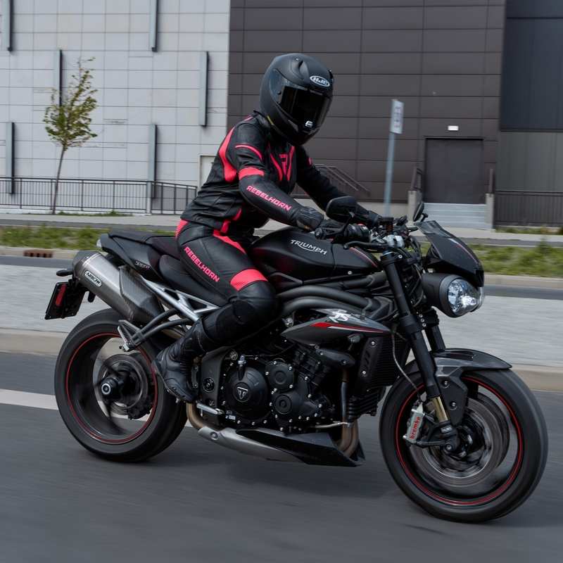 Rebelhorn Rebel női motoros kabát fekete-fluo rózsaszín