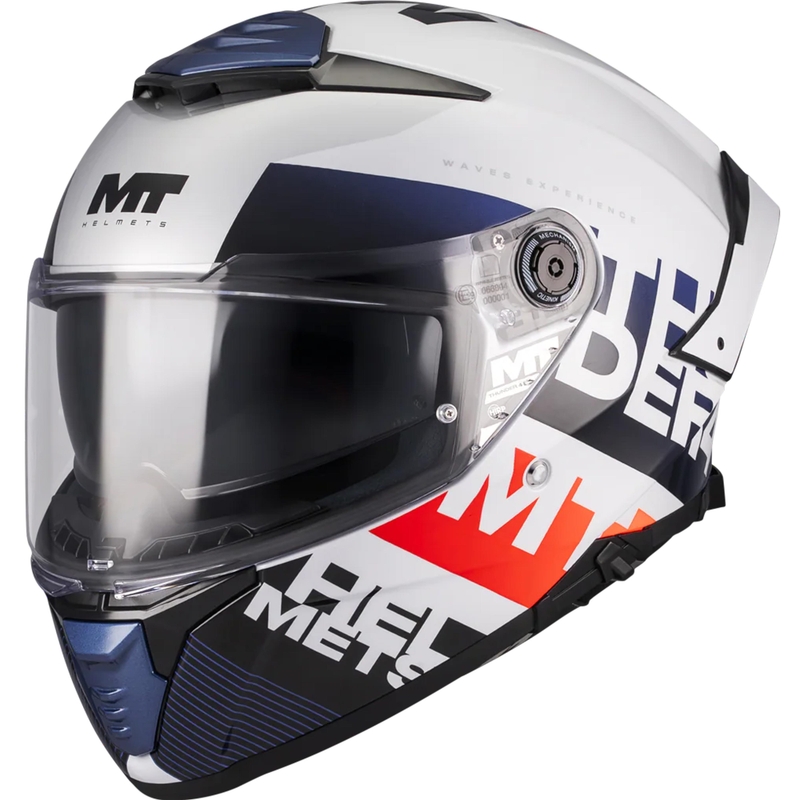 MT Thunder 4 SV Waves A17 zárt motoros bukósisak fehér-kék-piros