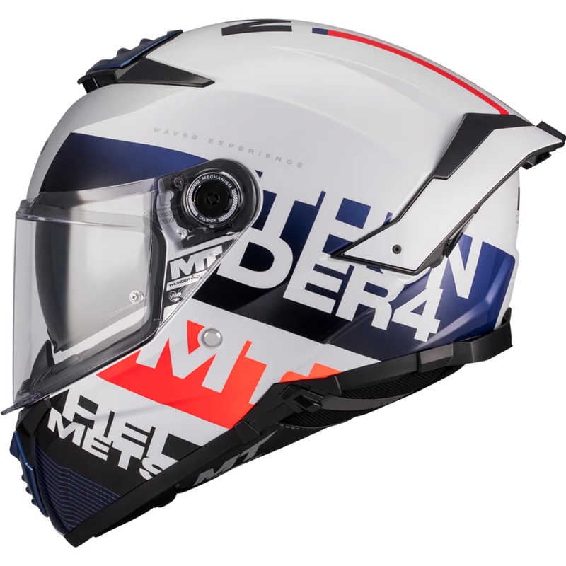 MT Thunder 4 SV Waves A17 zárt motoros bukósisak fehér-kék-piros