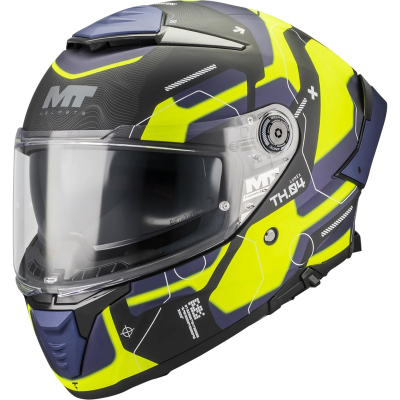 MT Thunder 4 SV Lumex B27 zárt motoros bukósisak fekete-kék-fluo sárga