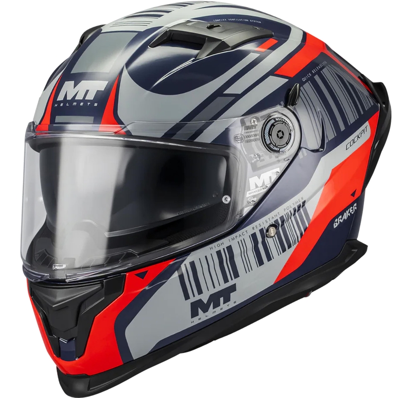 MT Braker SV Cockpit B5 zárt motoros bukósisak kék-szürke-piros