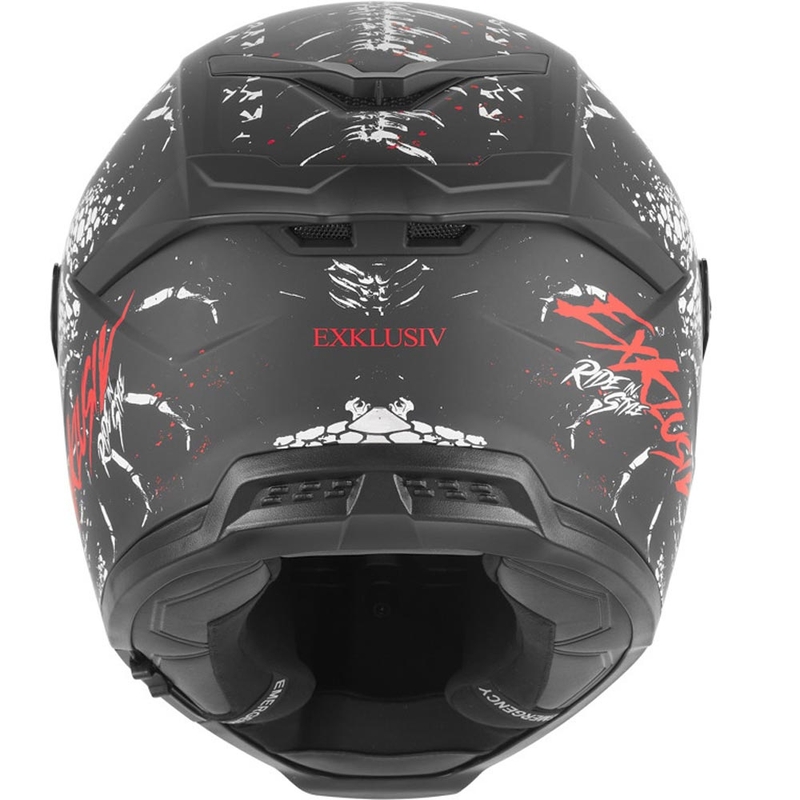 NOX Exklusiv Goliath Raptor zárt motoros bukósisak matt fekete-fehér-piros