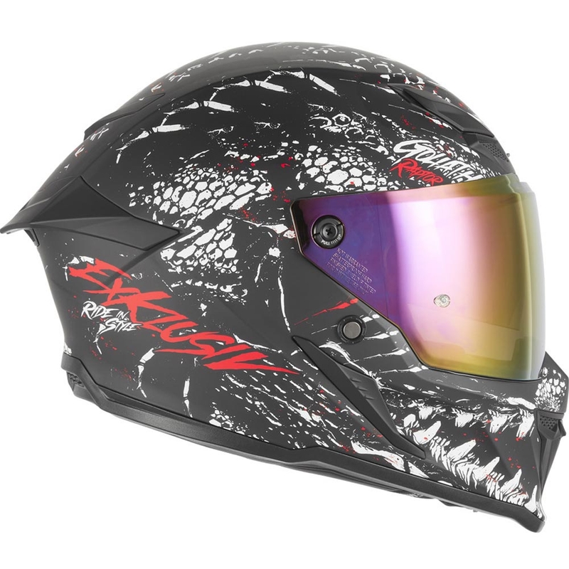 NOX Exklusiv Goliath Raptor zárt motoros bukósisak matt fekete-fehér-piros
