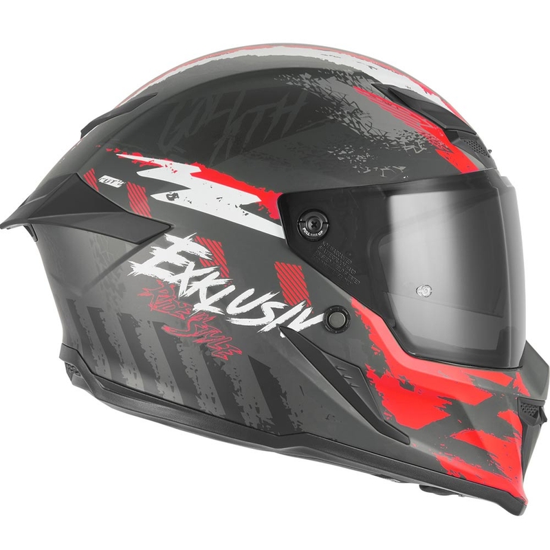 NOX Exklusiv Goliath Cut'D zárt motoros bukósisak matt fekete-piros