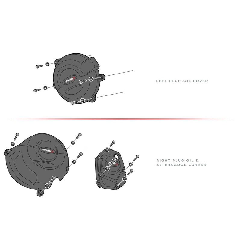 Engine protective covers PUIG fekete included 2 oil plugs